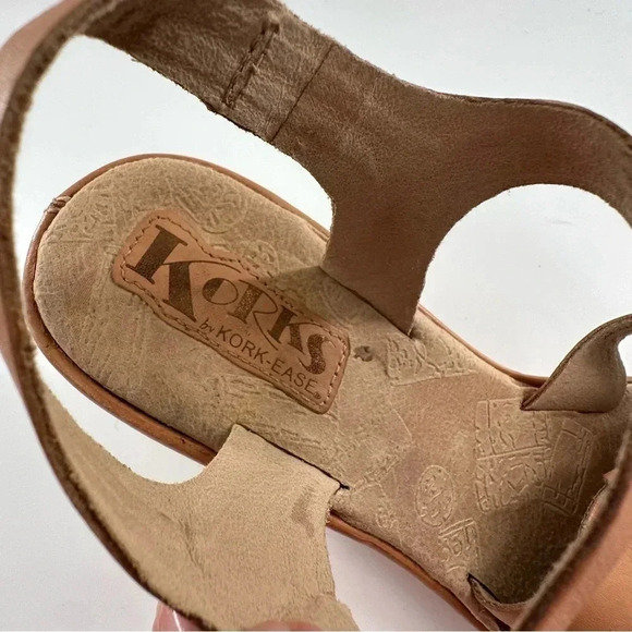 Korks womens sandals size 10 42 M/W tan leather platform wedges - Picture 9 of 13